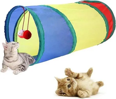 Produktbild von Famanu Katzentunnel für Katzen, Welpen und Kaninchen - 29,21 x 26,59 x 7,7 cm