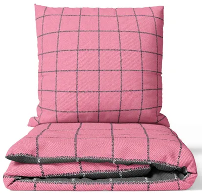 Produktbild von Renforce Bettwäsche Set 200x200 cm in Rosa Anthrazit Schwarz Kariert mit Reißverschluss 3-teilig