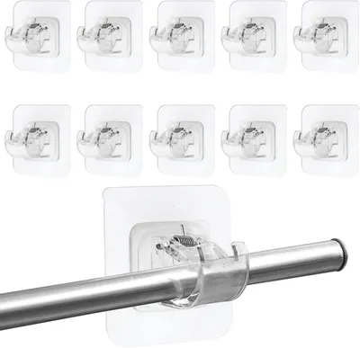 Produktbild von 50 Stück Transparente Bohrfreie Gardinenstangenhalterungen