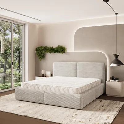 Produktbild von Masseno Polsterbett FELURO 180x200 cm, Polsterbett mit Bettkästen -Creme, POSO 100