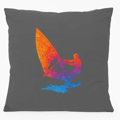 Produktbild von Huuraa Kissen Windsurfen bunte Silhouette 40x40cm mit Füllung Steel Grey Baumwolle Dekokissen Geschenkidee