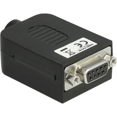 Produktbild von DeLOCK 66265, Sub-D 9, 10 Pin Terminalblock, Schwarz, 26/18, -20 - 105 °C, 34,4 mm, 51,8 mm
