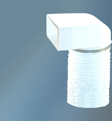 Produktbild von 125er Abluft-System Umlenkstück Anschlussbogen mit Flexschlauch rund 50cm auf Flachkanal Vierkantrohr Abluftrohr