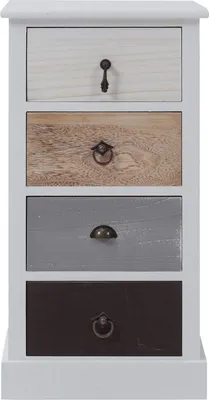 Produktbild von Rebecca Mobili Kommode im Vintage-Stil mit 4 Schubladen aus Holz, weiß und braun