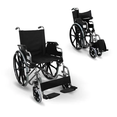 Immagine prodotto di Mobiclinic, Giralda, carrozzina pieghevole, sedia a rotelle per anziani e disabili, braccioli pieghevoli e poggiapiedi estraibili, nero, larghezza seduta 43 cm