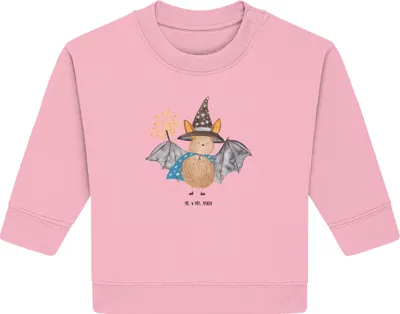 Produktbild von Mr. & Mrs. Panda Organic Baby Pullover Fledermaus Zauberer 12. - 18. Monat - Baumwolle Pink - Geschenk, Lustige Sprüche, Reinsteigern, Magier, Frauen, Fledermäuse, Bullover