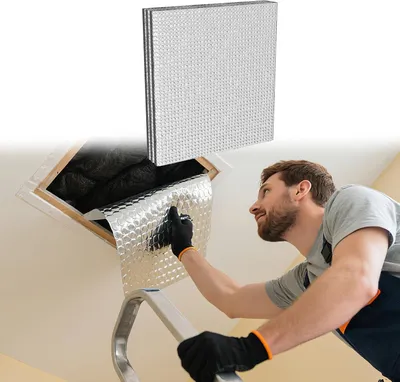 Produktbild von QEENTOE Dämmfolie Isolierfolie Alu Luftpolsterfolie Isolierband Isolierungsfolie für Wärmedämmung, Silber, 100cmx30m