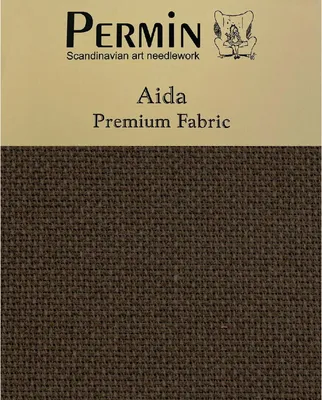 Image de Permin Precut 16 ct. Aida 355 couleur 96 Chocolat noir, tissu pour point de croix 43x50 cm
