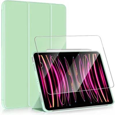 Image de Coque + Verre Trempé pour iPad Pro 12,9'' (2018 2020 2021 2022 3e/4e/5e/6e) Protection avec Support Veille-Réveil - Vert
