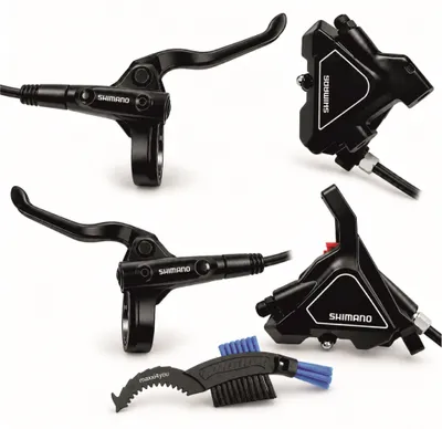 Produktbild von Shimano Set - Hydraulische Scheibenbremse MT200 Road VR & HR 1000 mm/1700 mm - BL-MT200 / BR-UR300 inkl. Kettenbürste