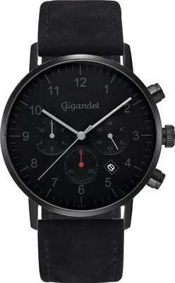 Produktbild von Gigandet Quarzuhr Multifunktion Edelstahl Lederband Schwarz Minimalism II - G21-004
