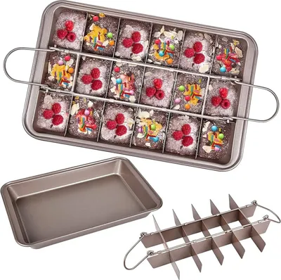 Obrázek produktu pro Plech s 18 přihrádkami, forma na pečení koláčů s nepřilnavým povrchem, Forma na pečení, Forma na pečení Brownies, Plechy na pečení - BAKESLICE