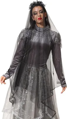 Produktbild von Geisterbraut-Schleier für Damen mit Totenköpfen Halloween-Accessoire grau -