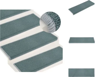 Image de vidaXL Tapis d'escalier 15 pcs. 65x21x4 cm Bleu - Tapis d'escalier