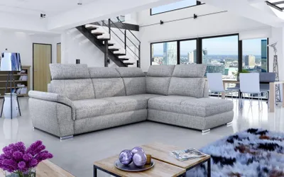 Produktbild von Stoff Ecksofa L-Form Sofa Couch Design Polster Modern Textil Bettfunktion neu
