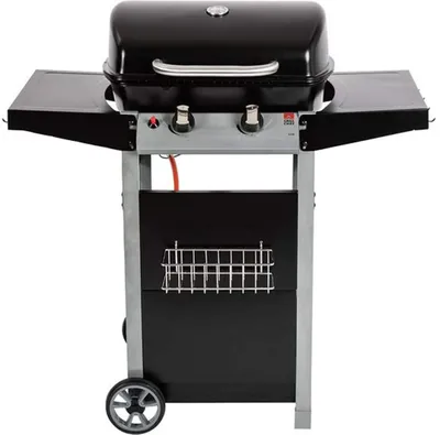 Produktbild von Grillchef by Landmann Gasgrill Gasgrillwagen 90 cm Arbeitshöhe 2 Brenner Seitentische 4 Besteckhaken