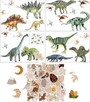Imagen del producto de Calcomanías de dinosaurios para pared – Adhesivos decorativos – para habitaciones infantiles, habitaciones de bebés y dormitorios