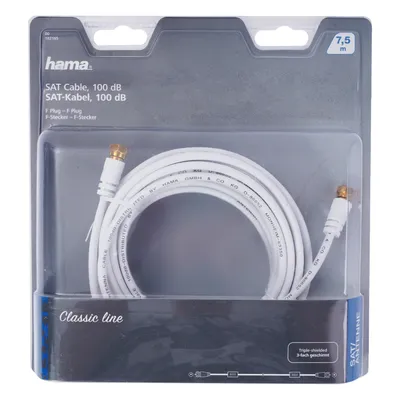 Produktbild von SAT pripojovací kábel F zástrčka 7,5 m 100dB filter pozlátený biely