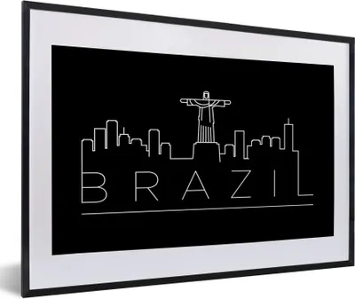 Produktbild von MuchoWow® MuchoWow® Gerahmtes Poster Stadtbild "Brasilien" auf schwarzem Hintergrund 60x40 cm - Poster mit zchwarzem Bilderrahmen - Schlafzimmer - Plakat in Rahmen - Drucken