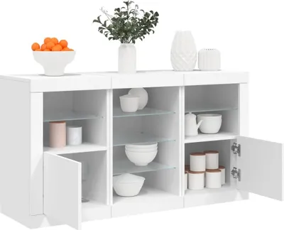 Produktbild von vidaXL Sideboard mit LED-Leuchten Weiß 123x37x67 cm