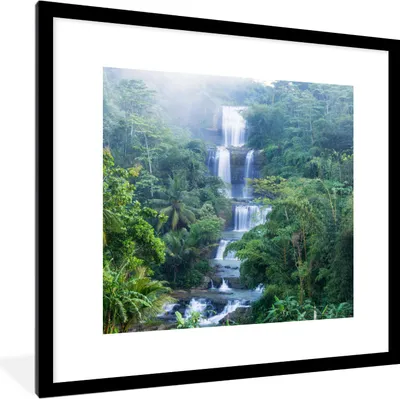 Produktbild von MuchoWow® MuchoWow® Gerahmtes Poster Indonesien - Wasserfall - Natur 40x40 cm - Poster mit zchwarzem Bilderrahmen - Poster - Plakat im Rahmen