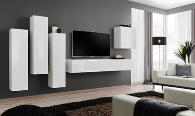 Obrázek produktu pro Obývací sestava bílá nástěnná skříňka dřevěný nábytek TV stolek
