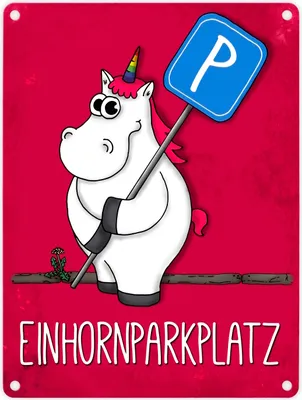 Produktbild von Honeycorns Metallschild mit Einhornparkplatz Motiv Metallschild Wandschild