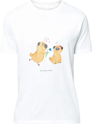 Produktbild von Mr. & Mrs. Panda Tshirt Mops Verliebt - Weiß - Geschenk, Hund, Liebe, Sprüche, S T-Shirt, Knuffig, oberteil, Shirt, Lustiges