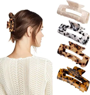 Produktbild von 4PCS Haarklammern Zelluloid Schmetterling Kiefer Schildpatt Grip Pin Klemme Leopard Print für Frauen Mädchen