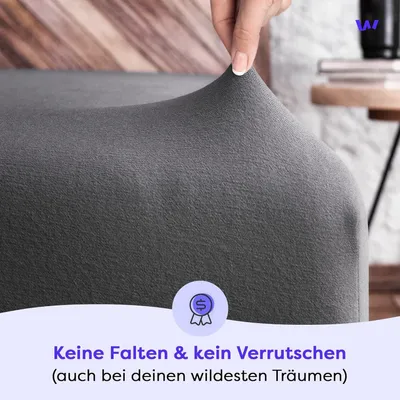 Produktbild von Spannbettlaken 180x200-200x220 Boxspringbett Bettlaken, Spannbetttuch für Matratzen bis 40cm - Wolkenfeld - Stretch Gummizug & Rutschfest - Anthrazit