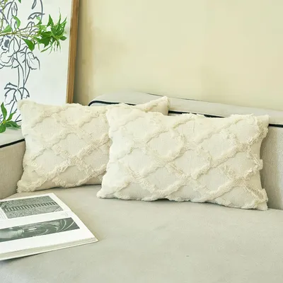 Immagine prodotto di Set di copricuscini, 2 pezzi, 30 x 50 cm, color beige, per divano e poltrona