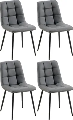 Produktbild von 4er Set Esszimmerstuhl HLO-CP11 Kunstleder  dunkelgrau