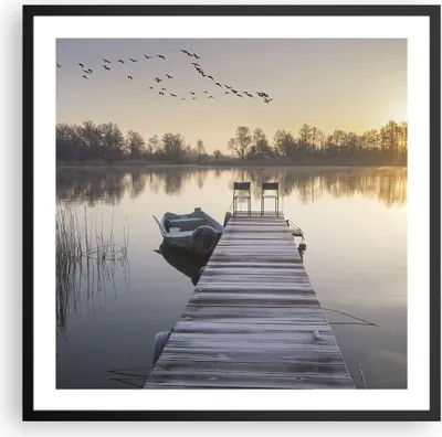 Produktbild von Gerahmtes Poster - Schwarzer Rahmen - Brücke Westen die Sonne - 60x60 cm - Wand Bild - Wanddeko - Wandbilder - Wandposter - Bilderrahmen - Bilder - Kunstdruck - Wandbild - P2BAC60x60-4197