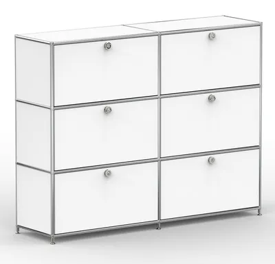 Produktbild von Hochschrank, 6 Schubladen, Schloss, Breite 152 cm, Signalweiß