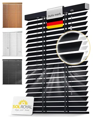 Holzjalousie 50 mm Lamellen, 130x250 cm, Schwarz, Wandmontage