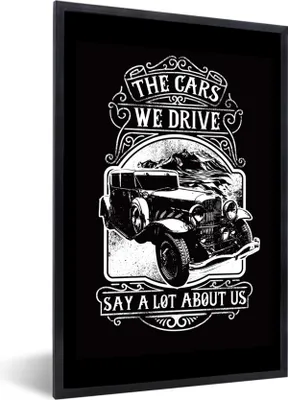 Produktbild von MuchoWow® MuchoWow® Gerahmtes Poster Mancave - Auto - Retro - Zitat 40x60 cm - Poster mit zchwarzem Bilderrahmen - Papierdruck - Wandbilder