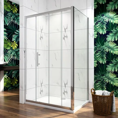 Produktbild von 100X90cm Duschkabine 8mm Nano Sicherheitglas Duschabtrennung Schiebetür Gleittür Duschwand Höhe 190cm