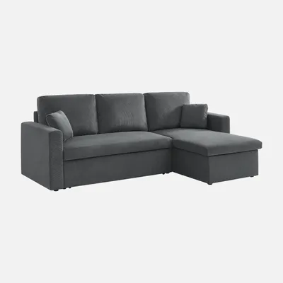 Produktbild von sweeek -  3-Sitzer Ecksofa mit Schlaffunktion - Dunkelgrau