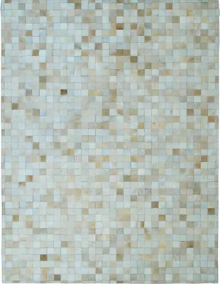 Produktbild von Teppich aus recyceltem Naturleder Mosaik Beige 120x170