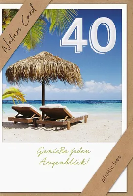 Produktbild von Geburtstagskarte Nature Card, Zahl 40, Strandmotiv, mit Umschlag