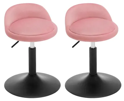 Imagen del producto de Juego de 2 taburetes rosa - Taburetes de bar con tapizado de terciopelo, altura ajustable y giratorios, con diseño ergonómico