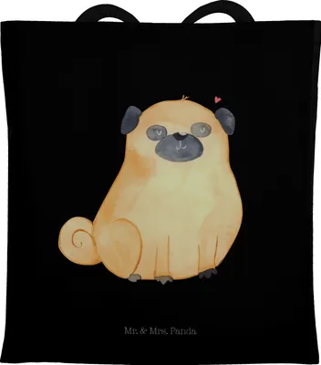 Produktbild von Mr. & Mrs. Panda Tote Bag Mops - Schwarz - Geschenk, Jutebeutel, Liebe, Hund, Beutel, Shopping Tasche, Baumwolltasche, Sprüche, Knuffig, Hundeliebe