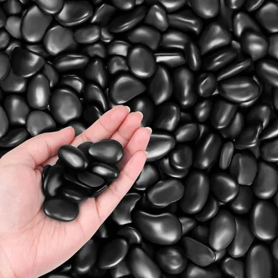 Produktbild von Dekorative Schwarze Kieselsteine - für Aquarien und Terrarien - 1,35 kg - Schwarz - Natürliche Materialien - 2,5-3 cm