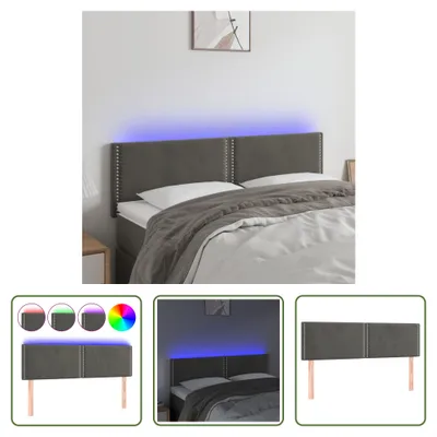 Produktbild von The Living Store LED Kopfteil Dunkelgrau 144x5x78/88 cm Samt