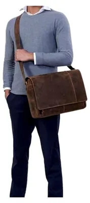 Produktbild von Vintage Umhängetasche aus Leder groß für Herren und Damen, 15,6 Zoll Laptoptasche, Unitasche, Bürotasche, moderne Aktentasche aus echtem Büffelleder
