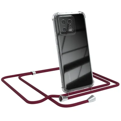 Produktbild von EAZY CASE Handykette kompatibel mit Xiaomi 13, Handyhülle mit Umhängeband, Handykordel, Schutzhülle Clear, Band in Rot
