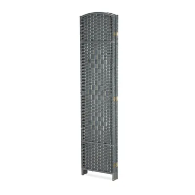 Immagine prodotto di Paravento divisorio Relaxdays, A x L: 170 x 160 cm, divisorio pieghevole, schermo in 4 pannelli, legno e corda di carta, grigio