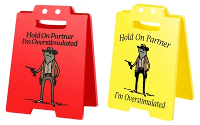 Produktbild von 1/2/3 Stück Vorsicht Überreizung Schreibtischschild Cowboy Frosch Halt durch Partner Ich bin überreizt Mini-Tischschild Heimbüro Dekoration Kollegen Gag-Geschenk I