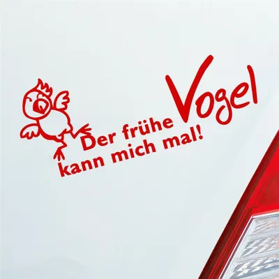 Produktbild von Auto Aufkleber Der frühe Vogel kann mich mal 18x7,5 cm Rot Sticker Heckscheibenaufkleber