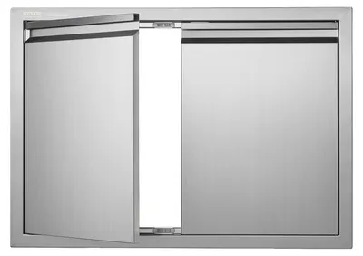 Obrázok produktu pre Prístupové dvierka na gril VEVOR, 762 x 532 x 45 mm, dvojité dvierka na vonkajšiu kuchyňu, dvierka z nehrdzavejúcej ocele na zapustenie, vertikálne nástenné dvierka s výsuvnými kľučkami, pre grilovací ostrovček, grilovaciu stanicu, vonkajšiu skrinku atď.